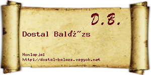 Dostal Balázs névjegykártya